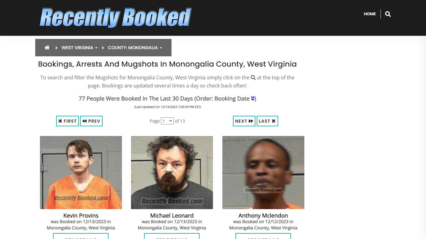 Bookings, Arrests and Mugshots in Monongalia County, West Virginia
